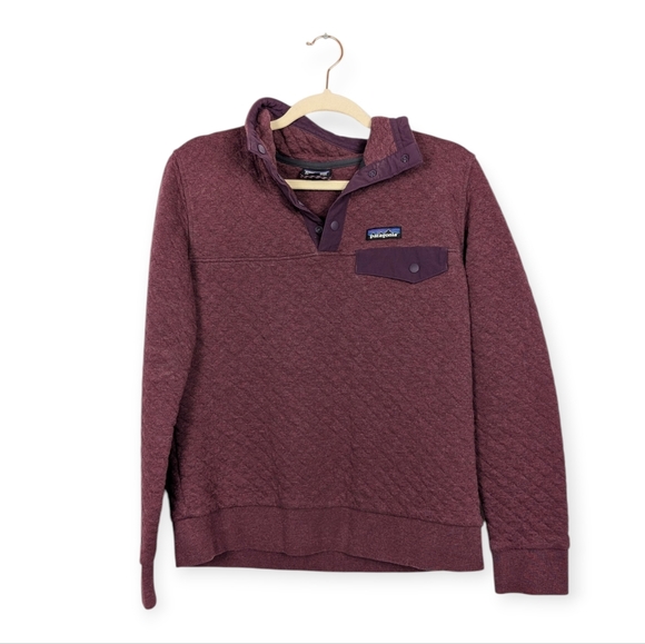 Patagonia Burgundy Maroon Quilted Snap-T Pullover Fleece Sweatshirt Size S